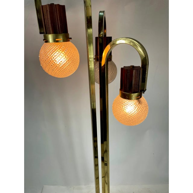 1960s Vintage Italian Floor Lamp with Crystal Bowls, 1970s, 1960s For Sale - Image 5 of 13