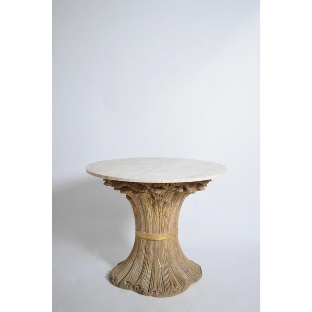 Carved wooden round table, 1970s. Height: 75 cm - 29.53 in Diameter: 90 cm - 35.43 in