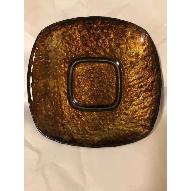 Turkish Umber / Gold Decorative Plate Encased in Pewter For Sale - Image 6 of 13