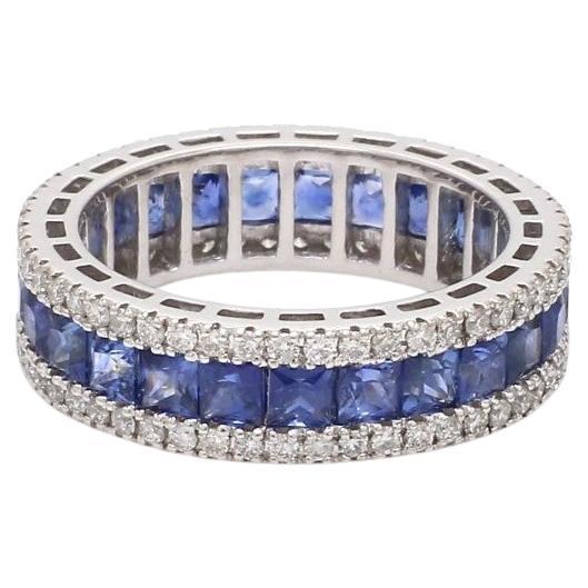 Natural 2.64 cts blue sapphire band ring 18k gold For Sale - Image 15 of 18