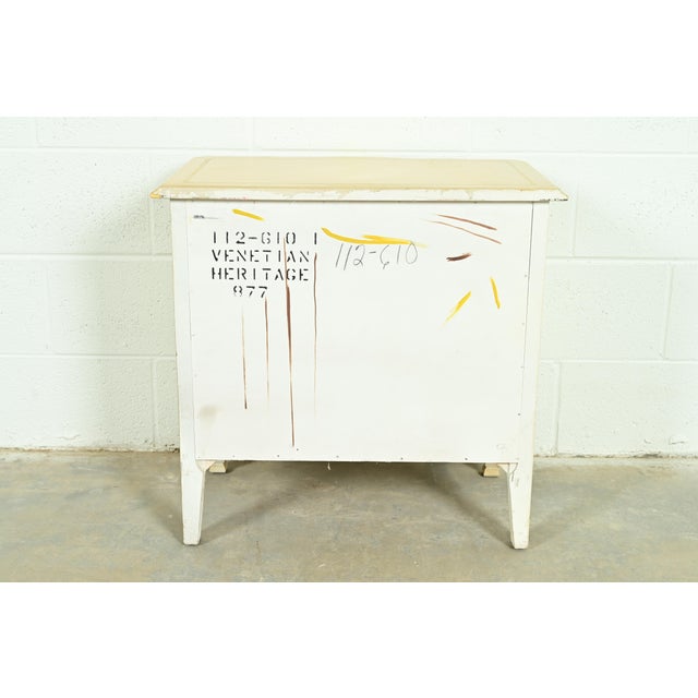 Drexel Heritage French Provincial Louis XV Cream Lacquered Paint-Decorated Nightstand, 1970s For Sale - Image 11 of 12