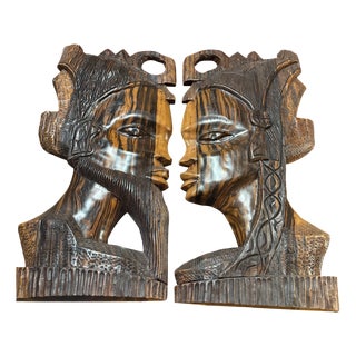Large African Wedding Masks, 1950s, Set of 2 For Sale