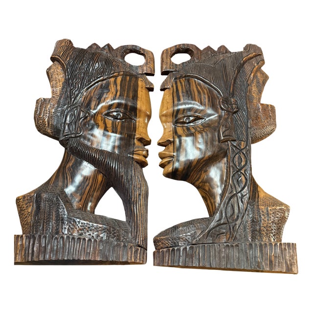 Large African Wedding Masks, 1950s, Set of 2 For Sale