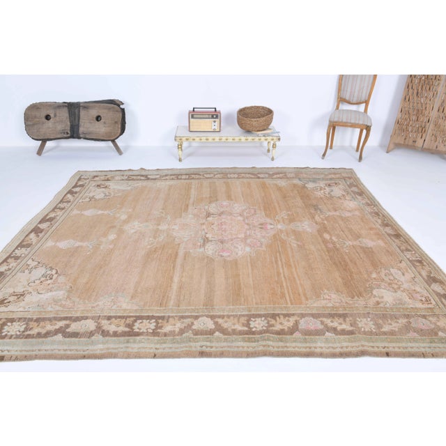 Tribal Vintage Turkish Hand-Knotted Wool Cotton Brown Area Rug For Sale - Image 3 of 11