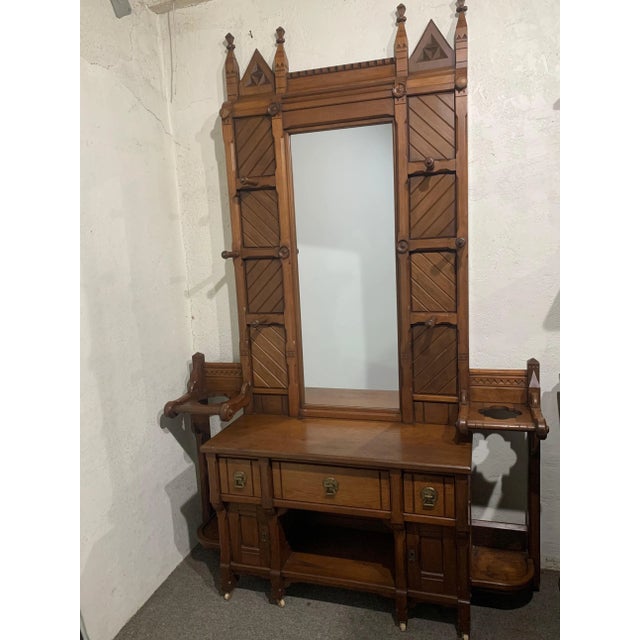 Late 19th Century Walnut Victorian Hall Tree For Sale In Denver - Image 6 of 6