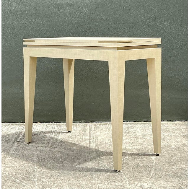 Vintage Custom Built Grasscloth Extendable Console/Game Table For Sale - Image 10 of 12