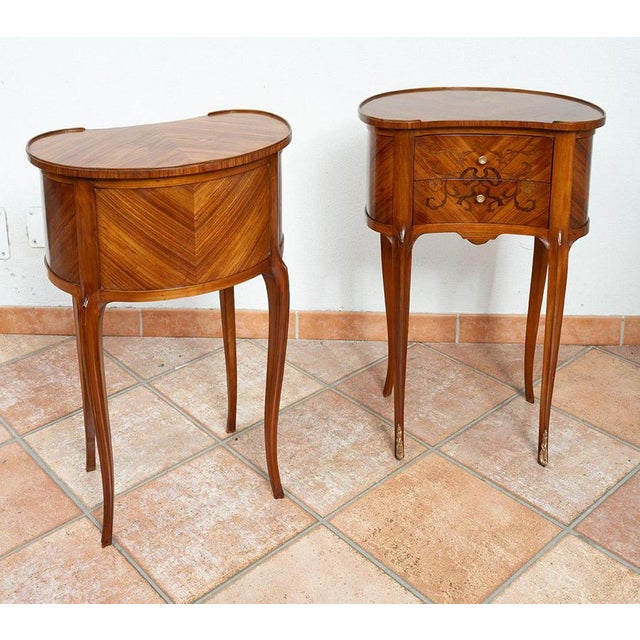 Antique Nightstands in Exotic Woods, France, 20th Century, Set of 2 For Sale - Image 5 of 6