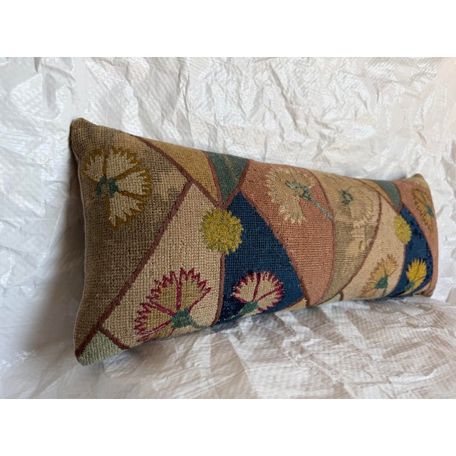 17th Century Italian Wool and Silk Floral Tapestry Pillow For Sale - Image 4 of 7