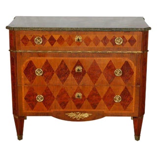 Swedish Marble Top Marquetry Commode For Sale