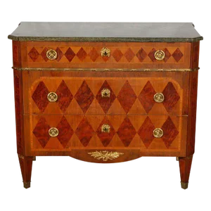 Swedish Marble Top Marquetry Commode