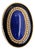 Vintage 1980s Signed Ysl Oval Goldtone Cabochon Faux-Lapis & Black Enamel Brooch For Sale