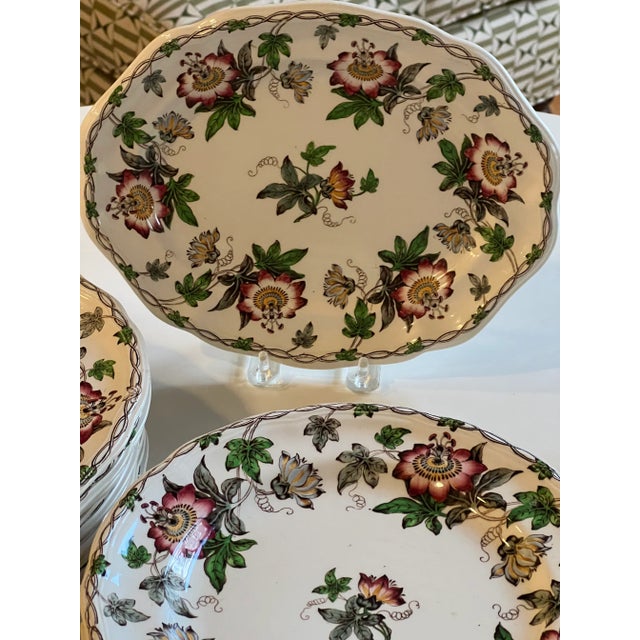 Minton 19th Century Circa 1860 English Minton Passion Flower Transfer Ware Dinnerware Set- 43 Pieces For Sale - Image 4 of 13