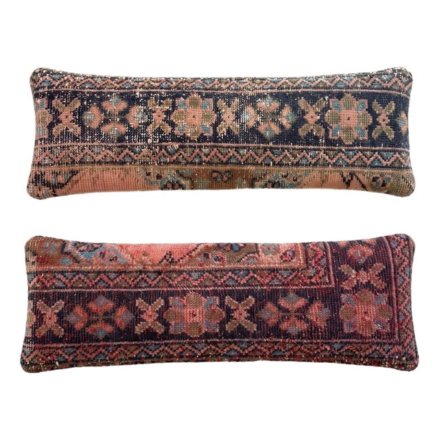Muted Tribal Rug Pillow Cover 12'' X 35'' - Set of Two For Sale
