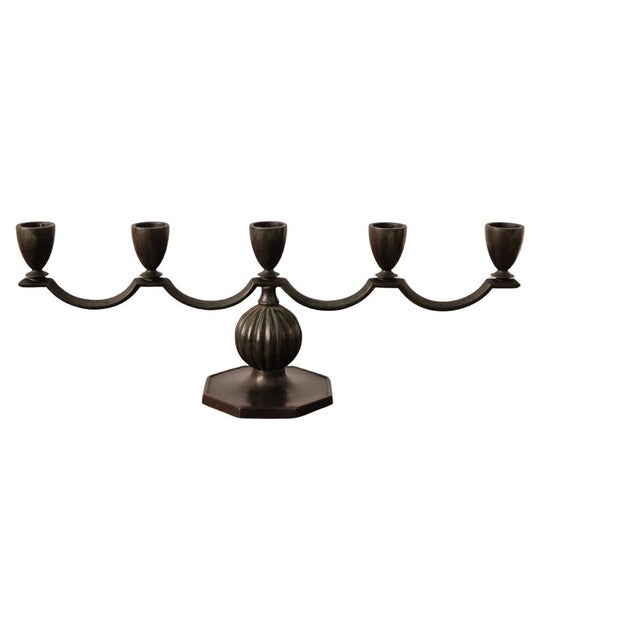 Swedish Grace Candelabra in Bronze by Jacob Ängman, 1920s For Sale - Image 9 of 9