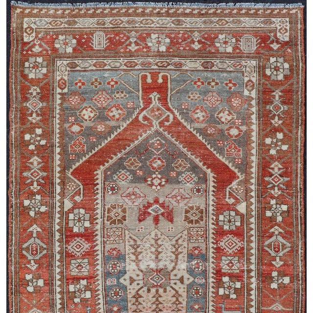 Antique Persian Hamadan Rug With Central Mihrab Motif & Earth Tones 3'10 X 7'6 For Sale - Image 10 of 12