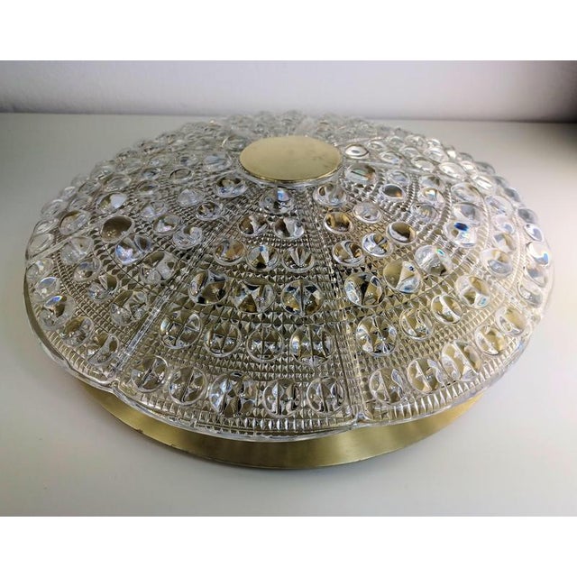 Metal Flush Mount Chandelier in Glass and Brass by Carl Fagerlund for Lyfa, 1960s For Sale - Image 7 of 9