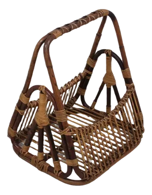 Vintage Rattan Magazine Rack from Castano, 1950s