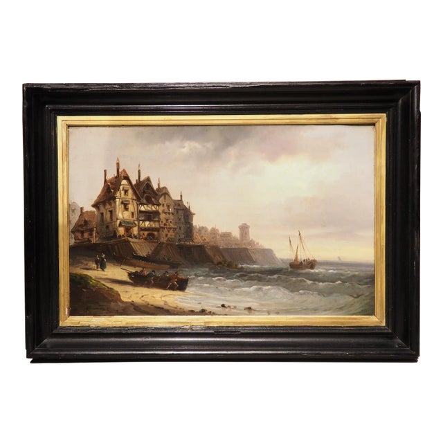 19th Century French Coastal Landscape Painting, Signed Kuwasseg For Sale