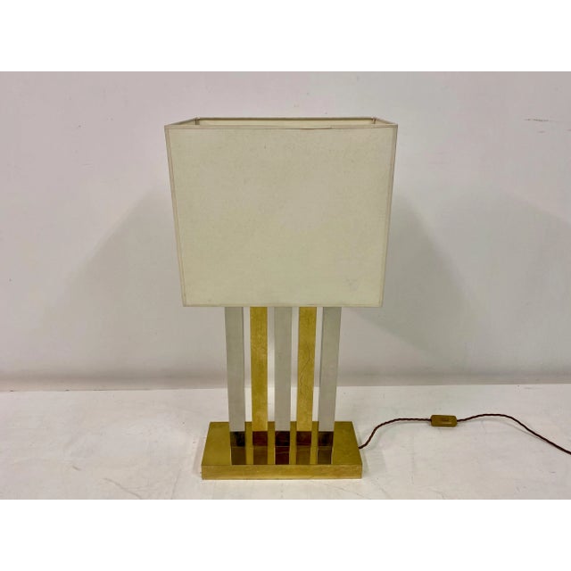 Large Brass and Chrome Table Lamp, 1970s For Sale - Image 12 of 14
