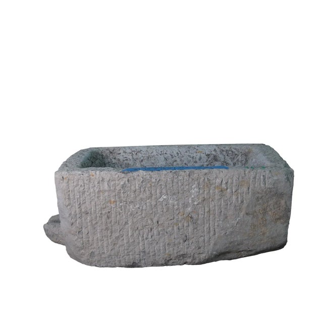 Antique Long Hand Chiseled Stone Trough For Sale In Greensboro - Image 6 of 6