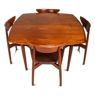 Danish Modern Teak Dining Set W/ Extension Table & Six (6) Matching Chairs Attributed to Harry Østergaard for Randers, Denmark, C. 1960s For Sale