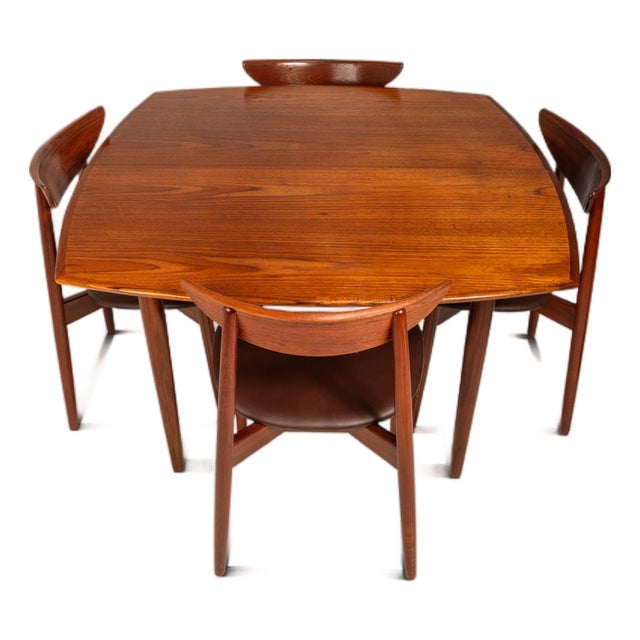 Danish Modern Teak Dining Set W/ Extension Table & Six (6) Matching Chairs Attributed to Harry Østergaard for Randers, Denmark, C. 1960s For Sale