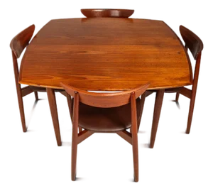 Danish Modern Teak Dining Set W/ Extension Table & Six (6) Matching Chairs Attributed to Harry Østergaard for Randers, Denmark, C. 1960s