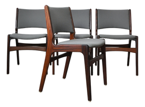 Vintage Danish Teak Dining Chairs by Erik Buch for Oddense Maskinsnedkeri, 1960s, Set of 4