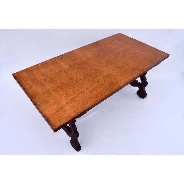 Spanish Colonial Dining Table, Hand-Carved Oak & Iron, Early 20th C. For Sale - Image 4 of 18