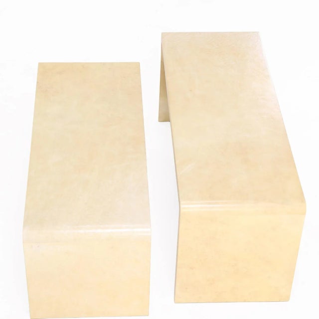 Tan A Pair of Nesting Parchment Covered Coffee Tables. For Sale - Image 8 of 9