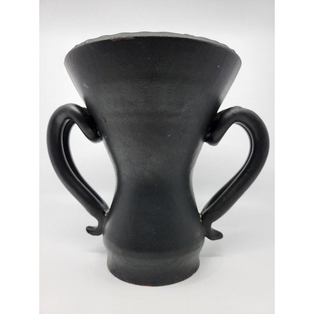 French Ear Vase in Black Ceramic by Jean Austruy, 1950 For Sale - Image 17 of 17