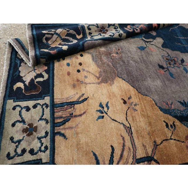 Navy Blue Galerie Shabab Collection Mid-20th Century Chinese Art Deco Accent Rug For Sale - Image 8 of 8