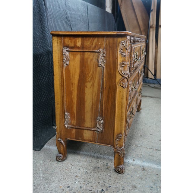 Vintage Italian French Country Louis XV Carved Walnut Commode Chest Dresser For Sale - Image 15 of 18
