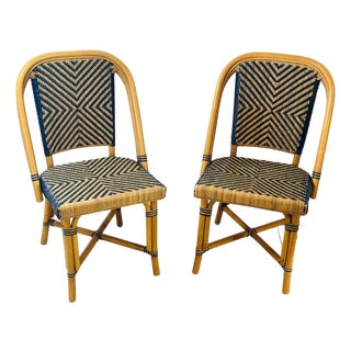 Vintage Rattan Bistro Style Chairs, a Pair For Sale