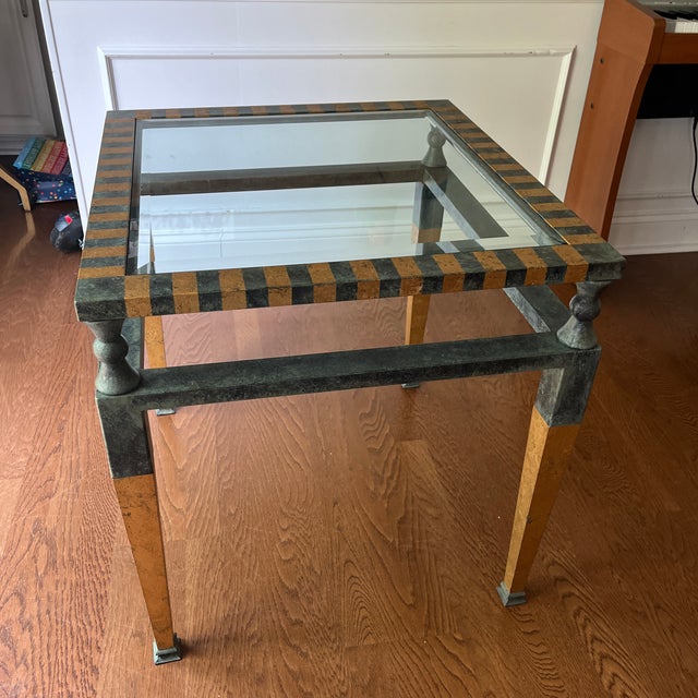 1980s Attributed to Brunschwig & Fils Modern Glass Top Accent Table For Sale - Image 9 of 9