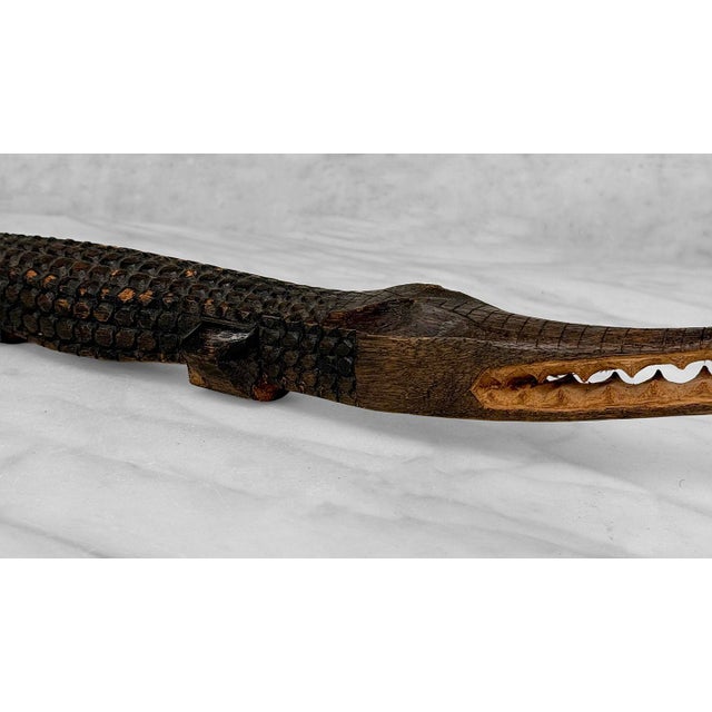Mid 20th Century Vintage 23" African Crocodile Wood Carved Sculpture For Sale - Image 5 of 10