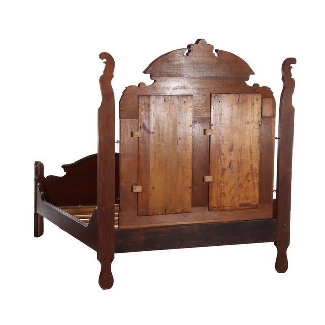 Antique Victorian Renaissance Revival Carved Walnut & Burl Bed Frame C1890 For Sale - Image 15 of 17
