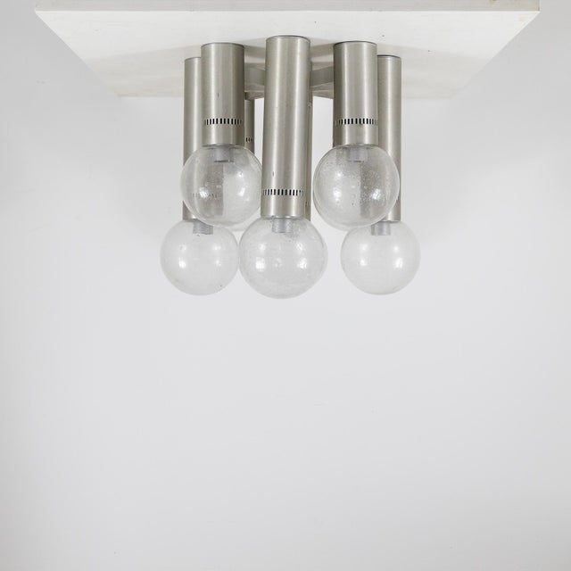 Ceiling Chandelier in Metal and Glass, Italy, 1970s For Sale - Image 10 of 10