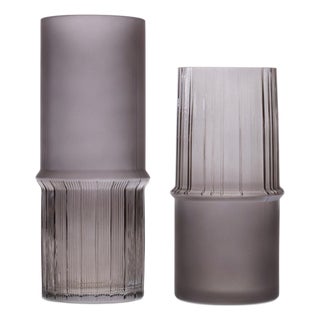 Gray Two-Toned Glass Vase (Set of 2) For Sale