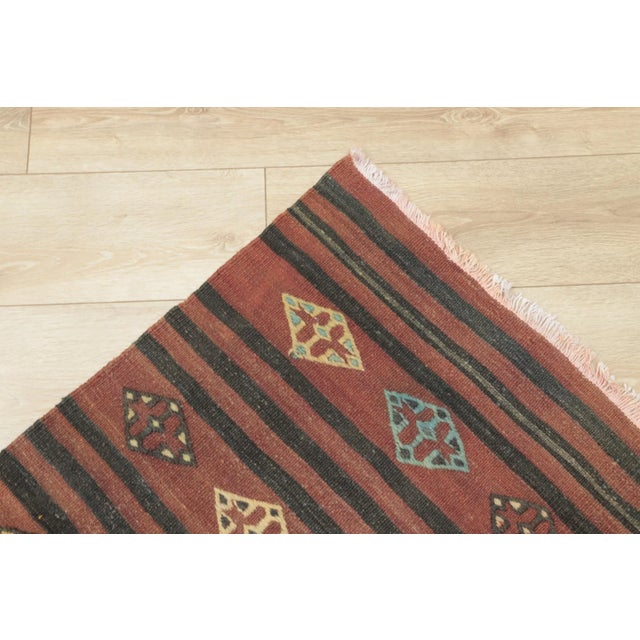Textile 1950s Turkish Red Striped Kilim Rug For Sale - Image 7 of 13