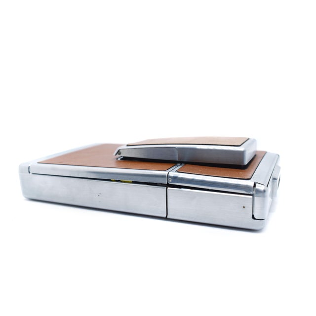 Original Mid-Century Polaroid Sx-70 Land Folding Camera With Tan Leather and Chrome Finish For Sale - Image 11 of 11