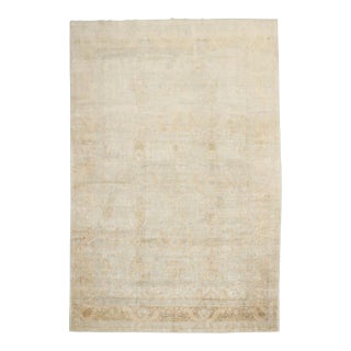 Antique Zabihi Collection Light Blue Gold Persian Kerman Carpet - 8'9" x 12'10" For Sale