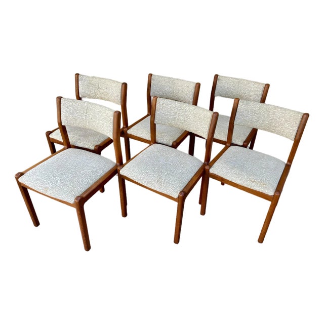 Mid-Century Danish Modern Dining Chairs by j.l. Moller-Hojbjerg, Denmark. Set of Six For Sale