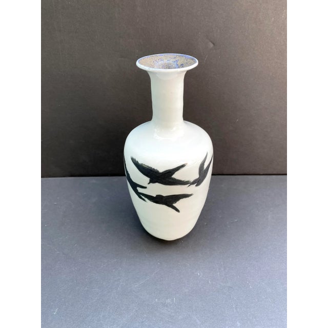 Early 21st Century Signed Studio Pottery Bud Vase With Birds For Sale - Image 9 of 9