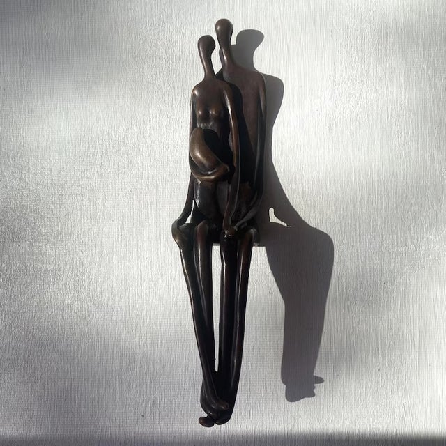1980s 1980s Sami Ben Lulu Signed Abstract Bronze Sculpture "Protection," Gallery Provenance For Sale - Image 5 of 10