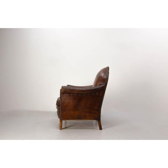 Vintage Art Deco Chair in Leather Skai and Studs, 1920 For Sale - Image 4 of 14