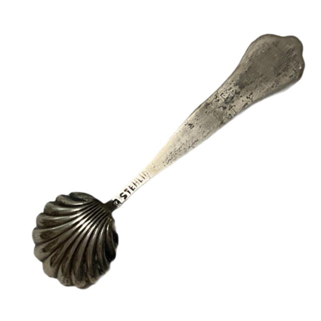 Glass Vintage Bird Salt Cellar With Sterling Spoon For Sale - Image 7 of 7