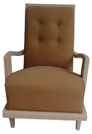 Art Deco Mustard Yellow Cavalry Wool & Beige Painted Wood Lounge Chair, 1940s