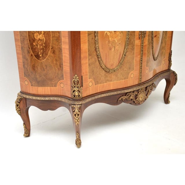 French Inlaid Marquetry Sideboard with Marble Top, 1930 For Sale - Image 10 of 11