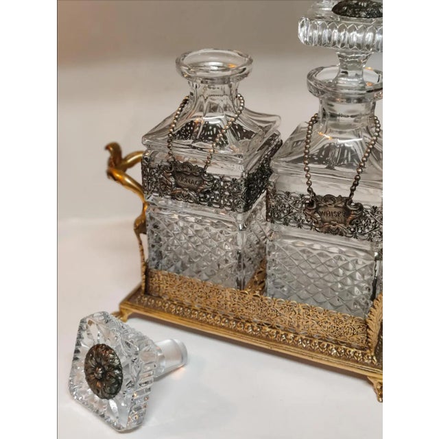 For your consideration. . . A rare vintage two bottle tantalus set in an ornate two handle footed case. This fabulous set...